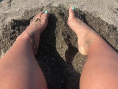 Tan Japanese Feet in the Sand 4k