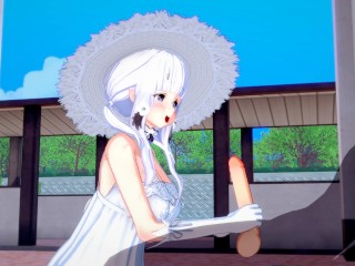 Azur Lane Illustrious сосет и трахается на открытом воздухе