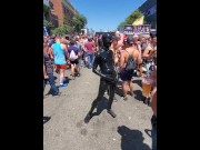 Preview 2 of Hear me cum in public in latex at Dore Alley Fair 2019 (Folsom)