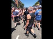 Preview 5 of Hear me cum in public in latex at Dore Alley Fair 2019 (Folsom)