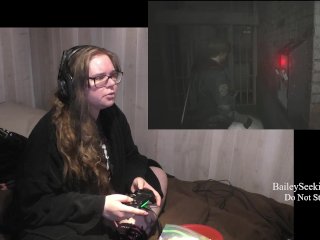 BBW Gamer Girl Drinks and Eats While Playing Resident Evil 2 Part 13