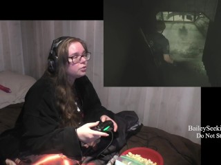 BBW Gamer Girl Drinks and Eats while Playing Resident Evil 2 Part 14