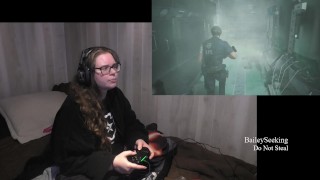 BBW Gamer Girl Drinks and Eats While Playing Resident Evil 2 Part 15