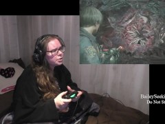 BBW Gamer Girl Drinks and Eats While Playing Resident Evil 2 Part 16
