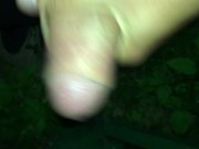 Preview 3 of Loudly night cumshot on light pole ( fast jerking )