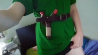Twink A Young Link Cosplay Plays With His Cock