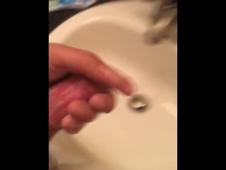 squirt, soapy massage, veiny dick, sink