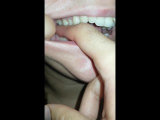 Girl Biting Hard Finger