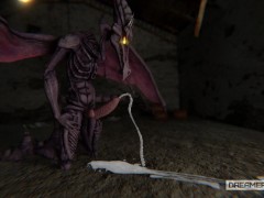 RIDLEY THE SPACE RAPTOR TRIES TO DRINK HIS OWN THICK SPUNK [DRAGON]
