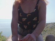 Preview 3 of Ruined Premature Cum on Big Tits - Ginger Caught under Public Beach Parking