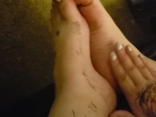 female orgasm, tattooed feet, lotion feet joi, foot worship