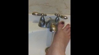 Foot washing in sink