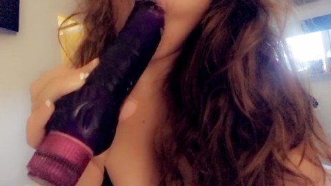 Eating my own cum after fucking my dildo