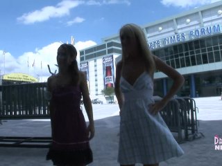 Fearless Freaks Get Naked Next To The Hockey Arena Downtown