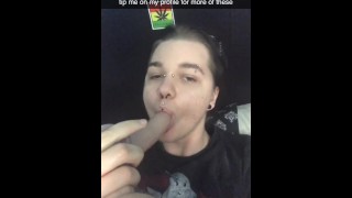 cute ftm twink sucks on a dildo - short clip