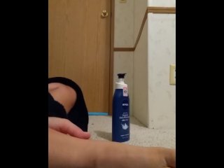 BBW rubs lotion all over feet