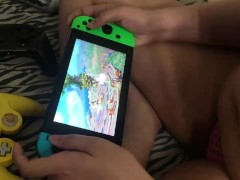 Girlfriend Playing Super Smash Bros Ultimate in Cute Black Bra!
