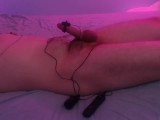 Left alone restrained with a vibrator and post orgasm torture