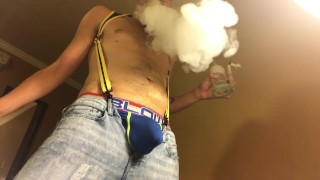 PNP Sexy Twink Blowing Clouds In Gear And Showing Off