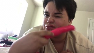femboy throats pink vibrator