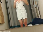 Preview 2 of An anxious teen in a short skirt recorded her first solo in a fitting room