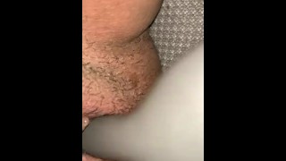 Playing with my hairy pussy in the car