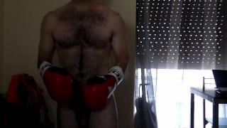 Abs Squats And Boxing Soft Dick Hairy Body At Home