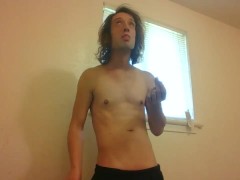 Topless Transgirl Taking Hormone Replacement Pills; Almost 1 yr. on HRT