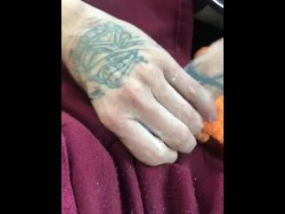 amateur, tattooed cock, cumshot, public stroking