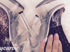 Carlycurvy feet in fishnets and clear heels - Screenshot 1 of 16 - Carlycurvy