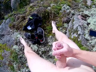 Exploring the Nature #5 - Massive cumshot outside in the sun. Cum all over!