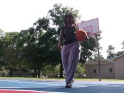 Preview 1 of (Audio) Black Big Ass Twerk Outdoors Public Park Basketball - Cami Creams