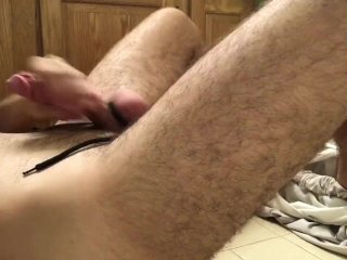 Boy in underwear cum andballs torture