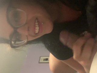 BBW sucks BBC blowjob tease milf loves cock gagging on dick making him cum