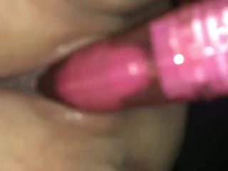 Cuming all over my pink dildo