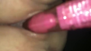 Cuming all over my pink dildo