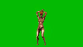 Naked girl hot Pole dance green screen animation cartoon 02