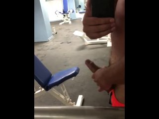 Wanking in hotel gym, nearly caught! No cum