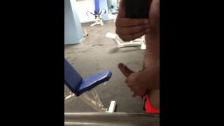 Wanking in hotel gym, nearly caught! No cum