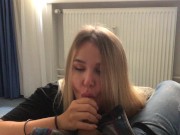 Preview 1 of BABY FACE BLOWJOB AND EAT SOME CUM