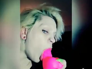 blowjob, masturbation, short hair blonde, solo female