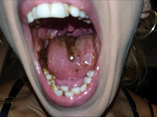 sloopy, long tongue, spit, mouth fetish