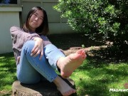 Preview 3 of Chinese girl walking barefoot on grass [SFW foot fetish]