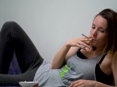 Brunette Smoking