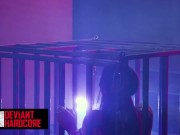 Preview 1 of Deviant Hardcore - Caged Slave Gina Valentina Gets 3 Holed