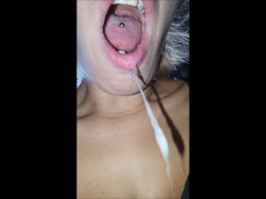 Mouth, tongue, teeth and spit fetish - Short