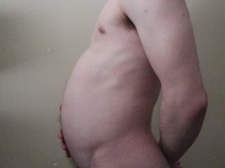 solo male, stomach, bloat, air inflation