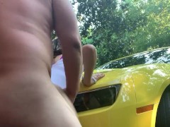 Outdoor sex, making her pee during hard sex-