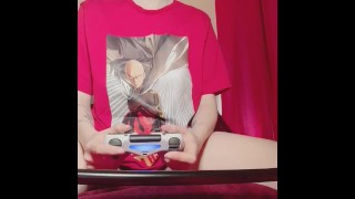 Masturbating Gamer Girl Masturbates While Playing AC Syndicate In One Punch Man Shirt