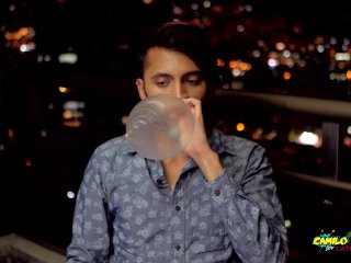 Camilo Brown Fucking a Condom Out In The Balcony Until He Cums Inside Of It